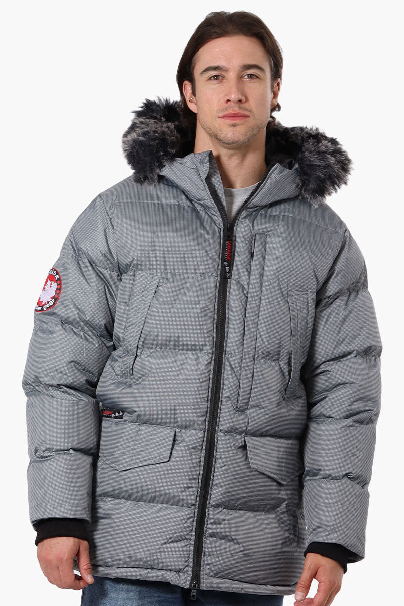 Men s Canada Weather Gear Faux Fur Hood Parka Jacket Grey