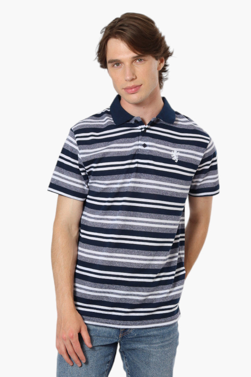 Blue polo button up best sale