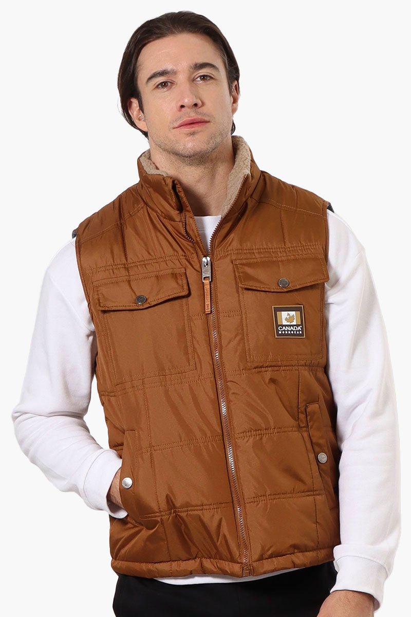 Canada Work Gear Sherpa Collar Bubble Vest - Brown - Mens Vests - International Clothiers