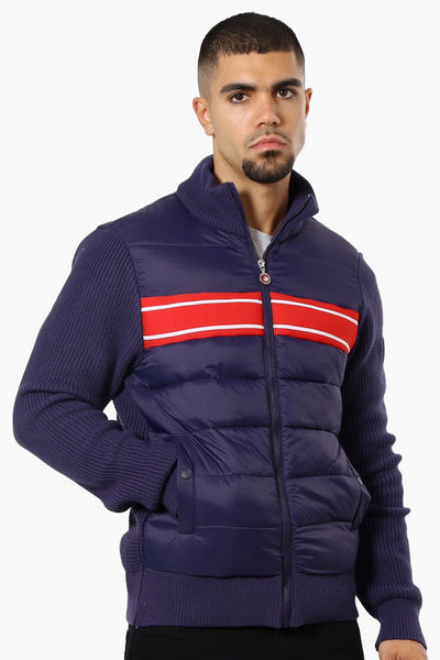 Canada Weather Gear Striped Sweater Knit Lightweight Jacket - Navy - Mens Lightweight Jackets - International Clothiers