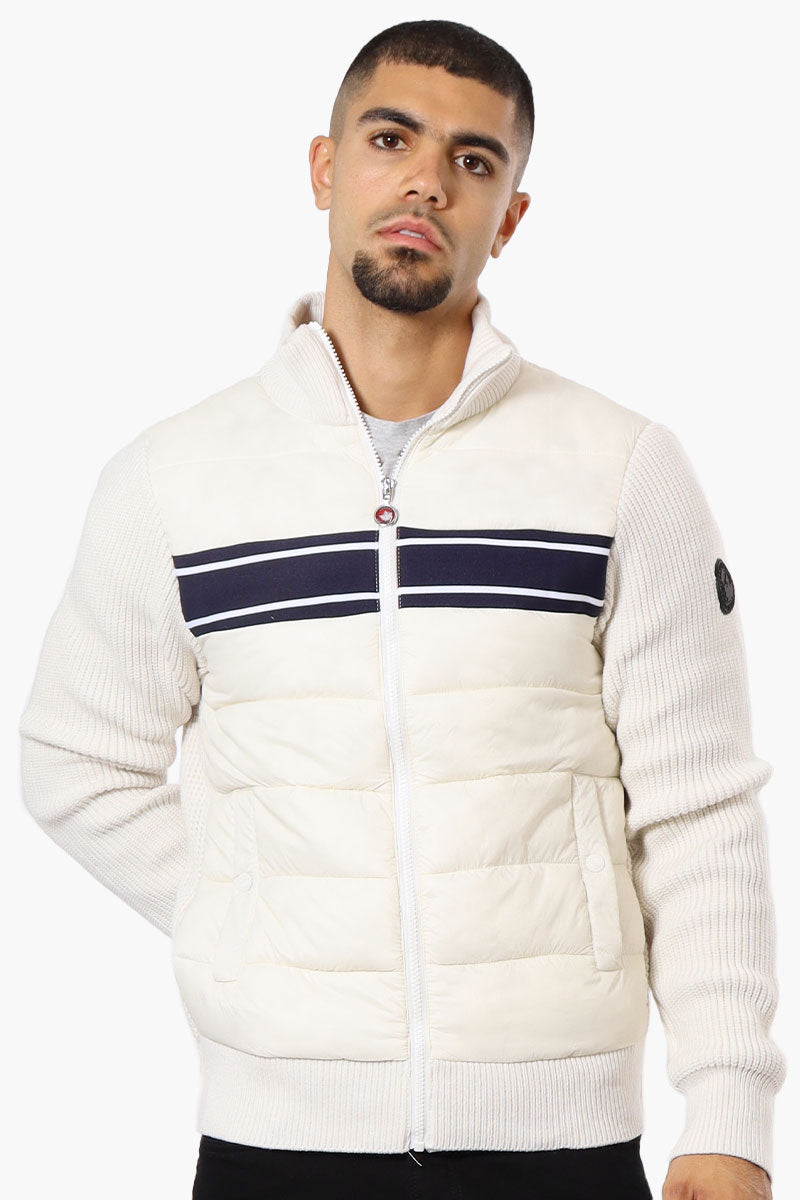 Canada Weather Gear Striped Sweater Knit Lightweight Jacket - White - Mens Lightweight Jackets - International Clothiers