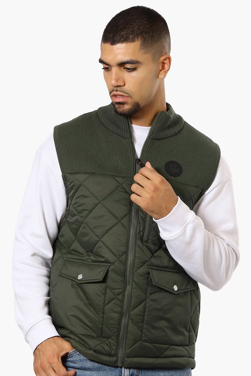 Canada Weather Gear Sweater Knit Polyfill Puffer Vest - Olive - Mens Vests - International Clothiers