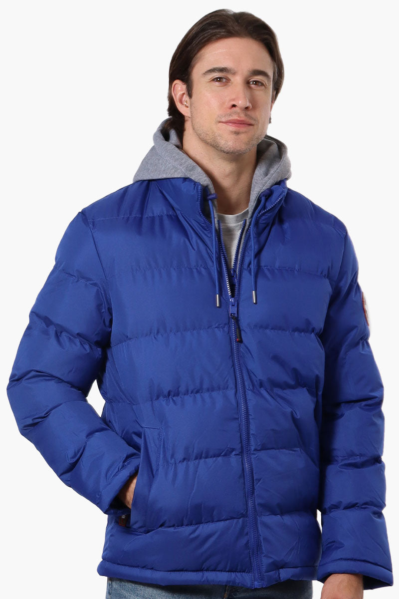 Fahrenheit Fleece Hood Bubble Bomber Jacket - Blue - Mens Bomber Jackets - International Clothiers