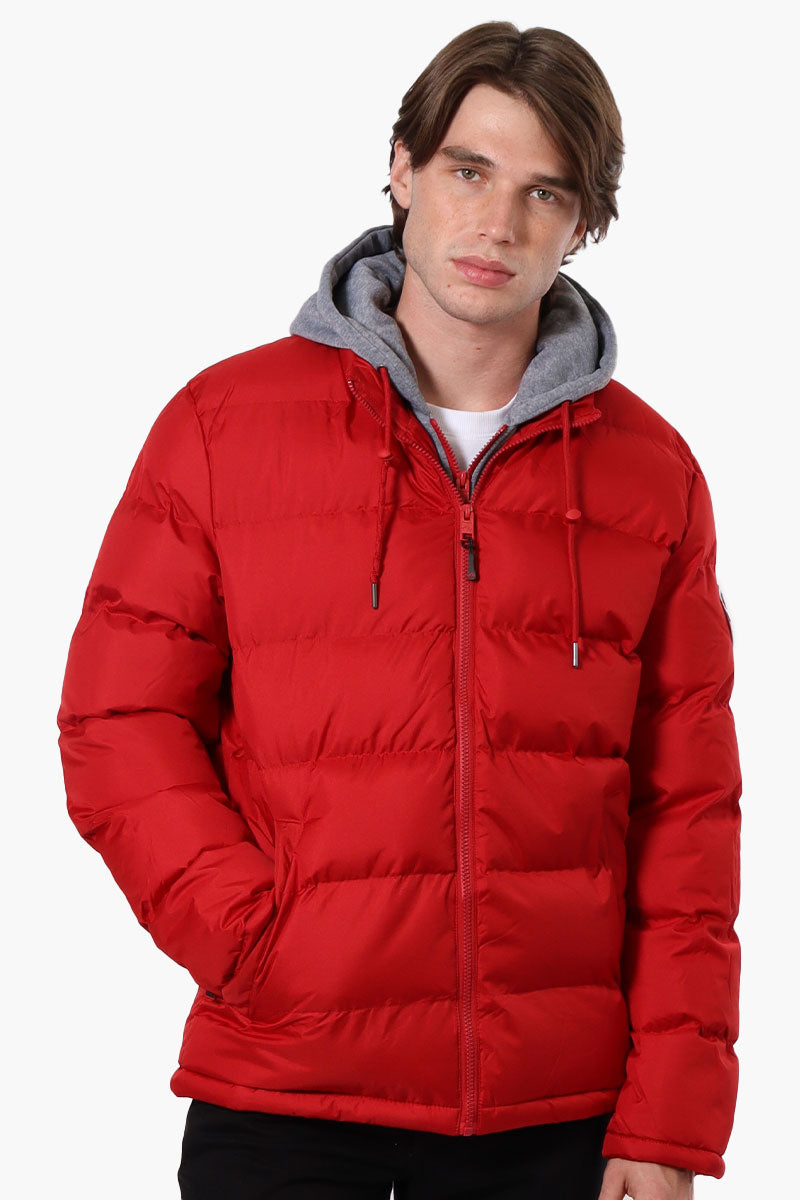 Fahrenheit Fleece Hood Bubble Bomber Jacket - Red - Mens Bomber Jackets - International Clothiers