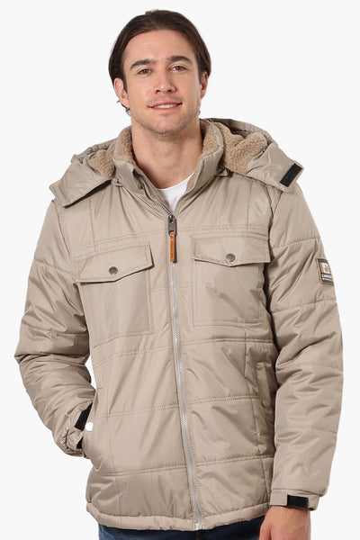 Canada Work Gear 4 Pocket Sherpa Lined Hood Bomber Jacket - Beige - Mens Bomber Jackets - International Clothiers