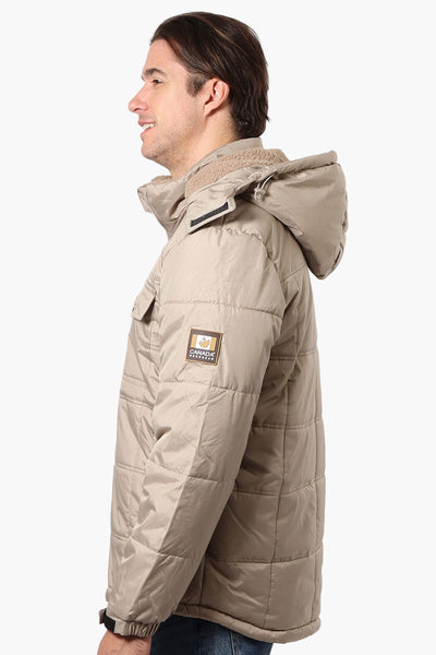 Canada Work Gear 4 Pocket Sherpa Lined Hood Bomber Jacket - Beige - Mens Bomber Jackets - International Clothiers