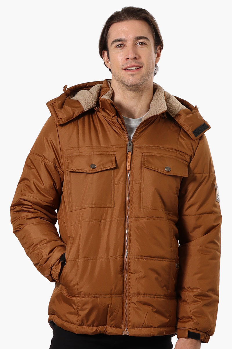 Canada Work Gear 4 Pocket Sherpa Lined Hood Bomber Jacket - Brown - Mens Bomber Jackets - International Clothiers