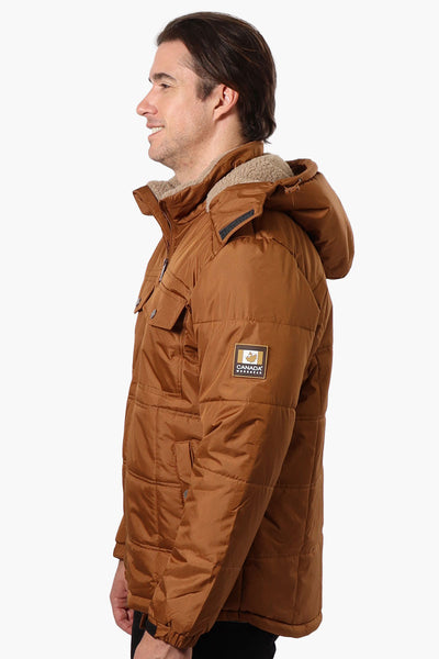 Canada Work Gear 4 Pocket Sherpa Lined Hood Bomber Jacket - Brown - Mens Bomber Jackets - International Clothiers