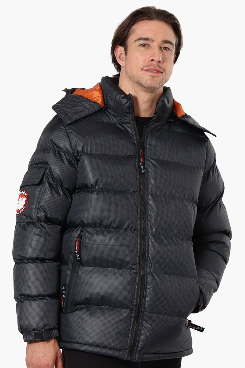 Canada Weather Gear Grid Pattern Bubble Bomber Jacket - Black - Mens Bomber Jackets - International Clothiers