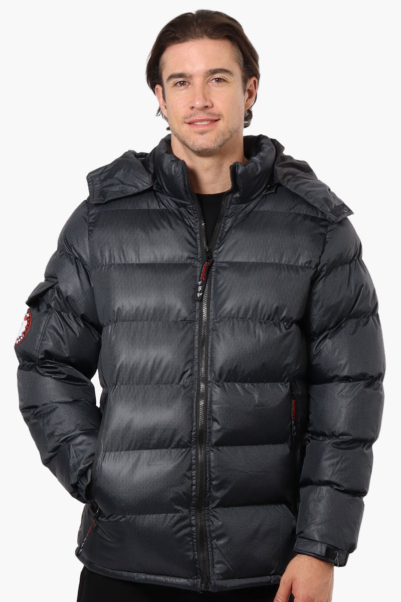 Canada Weather Gear Grid Pattern Bubble Bomber Jacket - Black - Mens Bomber Jackets - International Clothiers