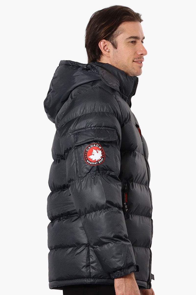 Canada Weather Gear Grid Pattern Bubble Bomber Jacket - Black - Mens Bomber Jackets - International Clothiers