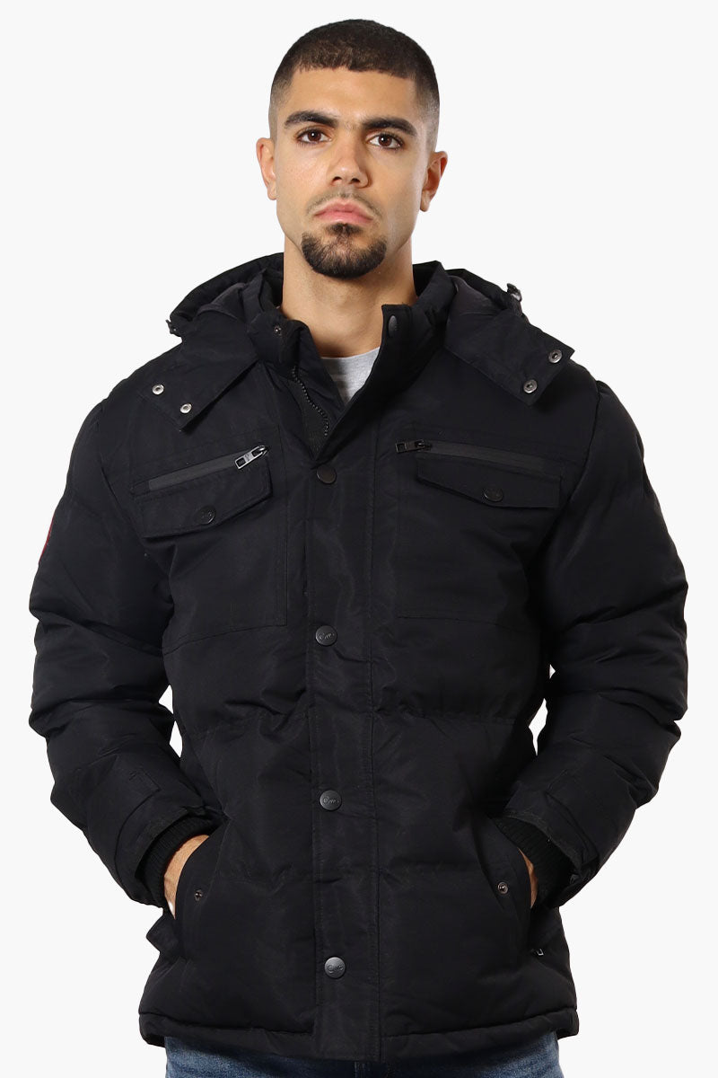 Canada Weather Gear 4 Pocket Bubble Parka Jacket - Black - Mens Parka Jackets - International Clothiers