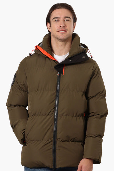 Canada Weather Gear Contrast Trim Bubble Bomber Jacket - Olive - Mens Bomber Jackets - International Clothiers