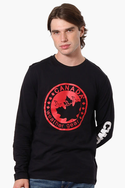 Canada Weather Gear Logo Sleeve Long Sleeve Top - Black - Mens Long Sleeve Tops - International Clothiers