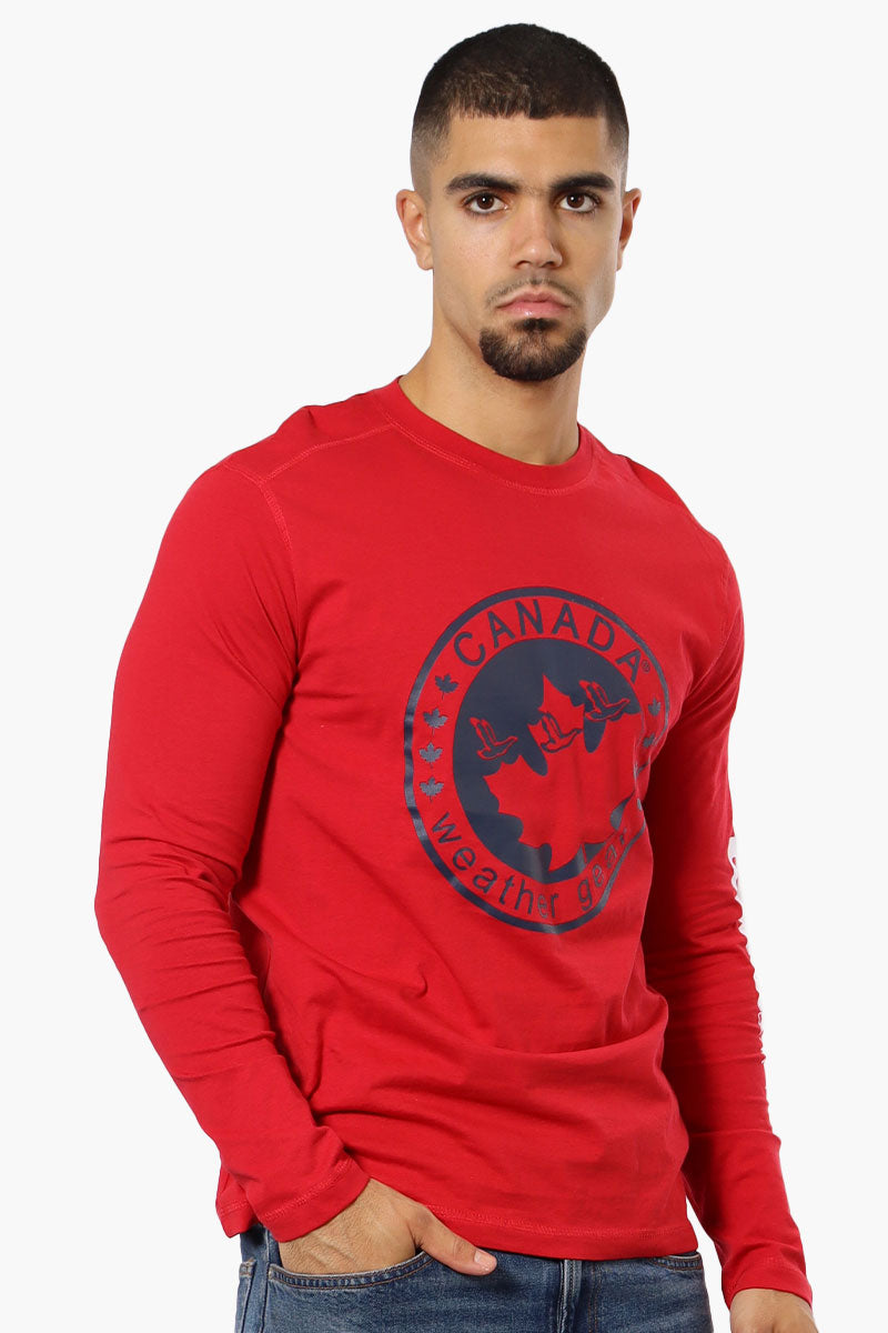 Canada Weather Gear Logo Sleeve Long Sleeve Top - Red - Mens Long Sleeve Tops - International Clothiers