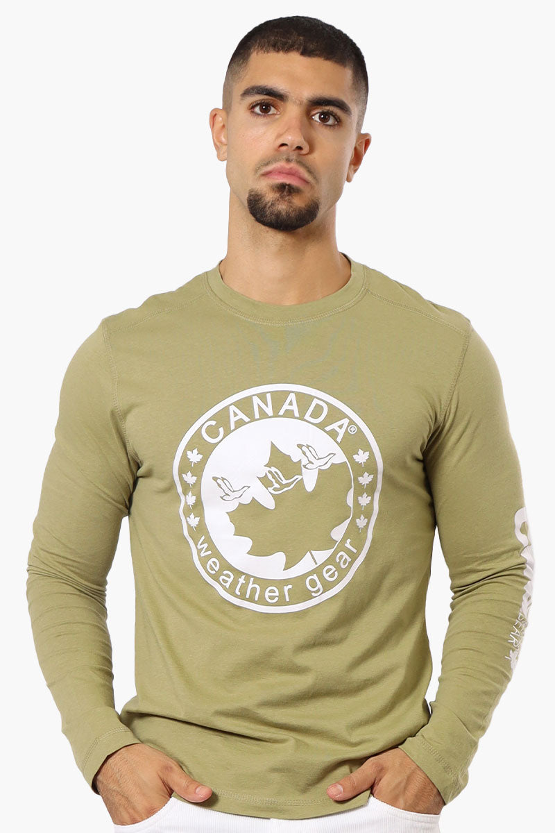 Canada Weather Gear Logo Sleeve Long Sleeve Top - Olive - Mens Long Sleeve Tops - International Clothiers