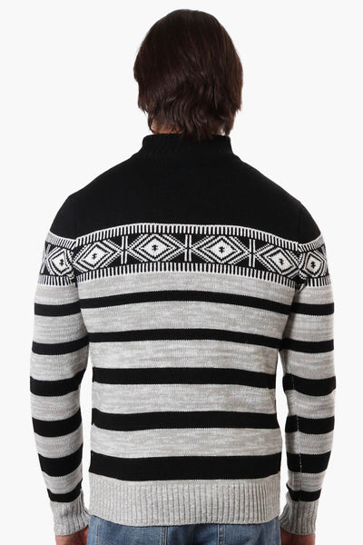 Canada Weather Gear Patterned 1/4 Zip Pullover Sweater - Black - Mens Pullover Sweaters - International Clothiers