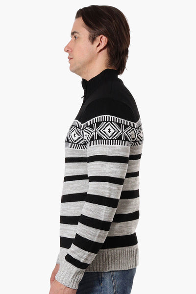 Canada Weather Gear Patterned 1/4 Zip Pullover Sweater - Black - Mens Pullover Sweaters - International Clothiers