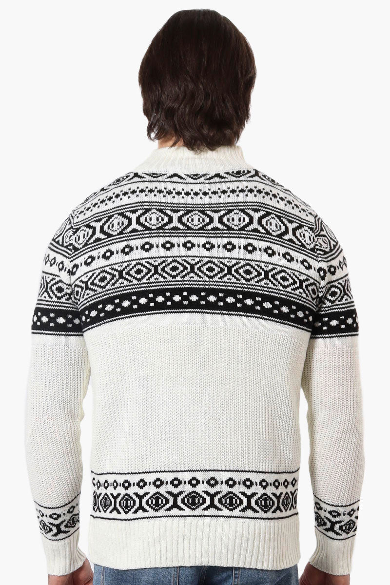 Canada Weather Gear Patterned 1/4 Zip Pullover Sweater - Cream - Mens Pullover Sweaters - International Clothiers