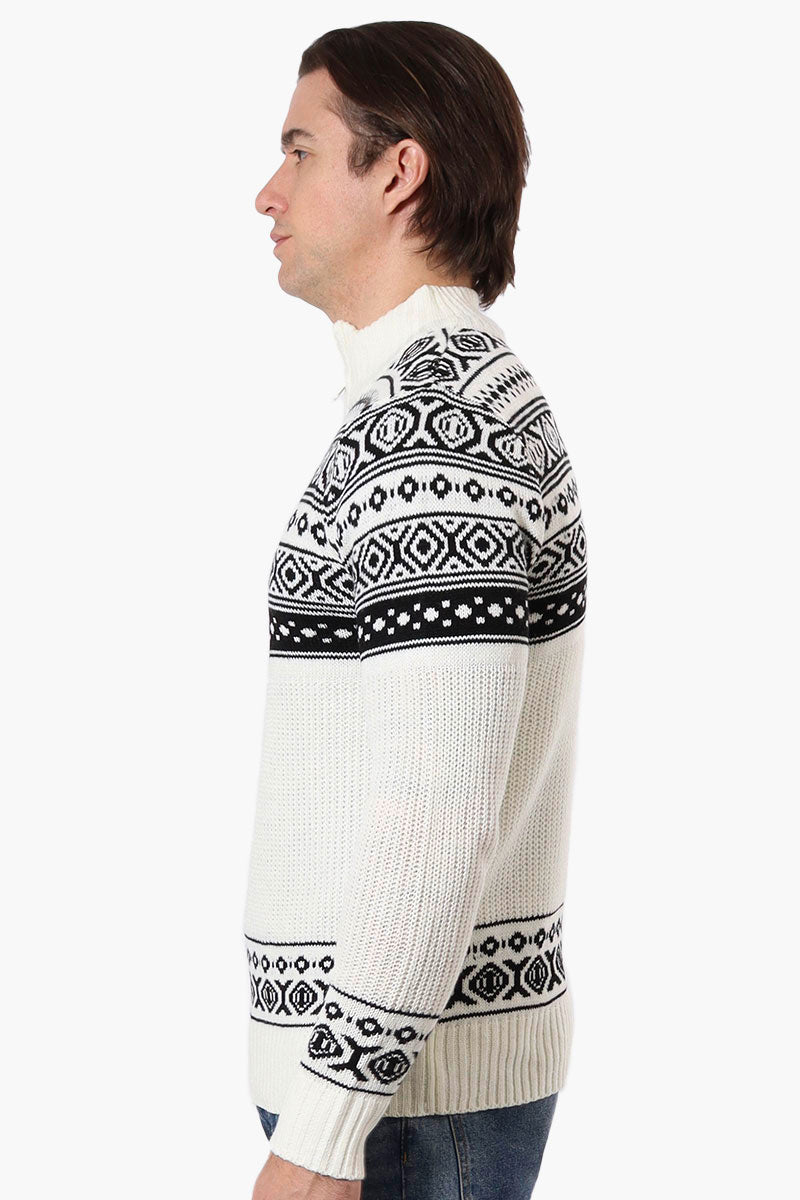 Canada Weather Gear Patterned 1/4 Zip Pullover Sweater - Cream - Mens Pullover Sweaters - International Clothiers