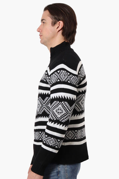 Canada Weather Gear Patterned Zip Up Pullover Sweater - Black - Mens Pullover Sweaters - International Clothiers