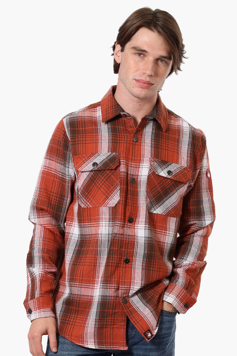 Canada Weather Gear Plaid Button Up Casual Shirt - Rust - Mens Casual Shirts - International Clothiers