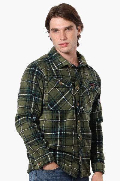 Canada Weather Gear Plaid Sherpa Lined Lightweight Jacket - Olive - Mens Lightweight Jackets - International Clothiers