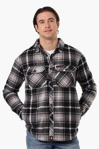 Canada Weather Gear Plaid Fleece Button Up Shacket - Black - Mens Lightweight Jackets - International Clothiers