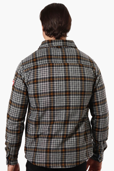 Canada Weather Gear Plaid Fleece Button Up Shacket - Grey - Mens Lightweight Jackets - International Clothiers