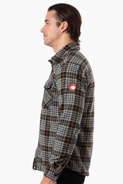 Canada Weather Gear Plaid Fleece Button Up Shacket - Grey - Mens Lightweight Jackets - International Clothiers