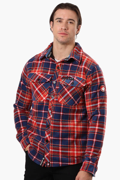 Canada Weather Gear Plaid Fleece Button Up Shacket - Navy - Mens Lightweight Jackets - International Clothiers