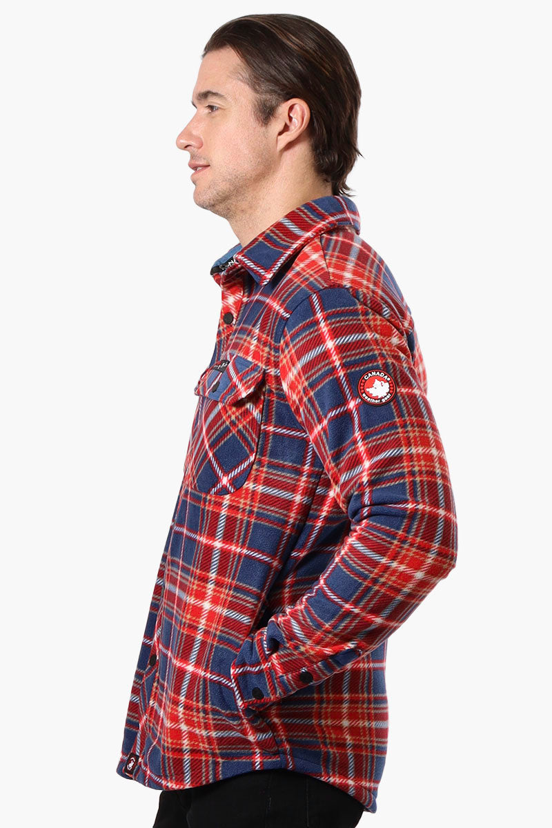 Canada Weather Gear Plaid Fleece Button Up Shacket - Navy - Mens Lightweight Jackets - International Clothiers