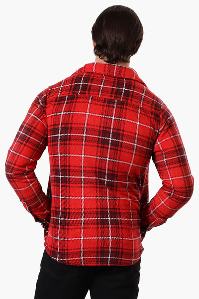 Canada Weather Gear Plaid Fleece Button Up Shacket - Red - Mens Lightweight Jackets - International Clothiers