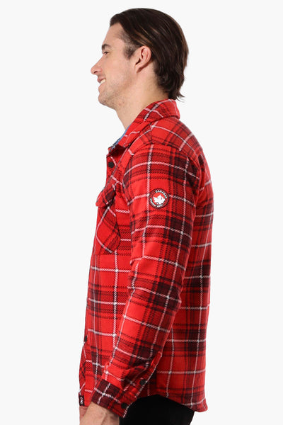 Canada Weather Gear Plaid Fleece Button Up Shacket - Red - Mens Lightweight Jackets - International Clothiers