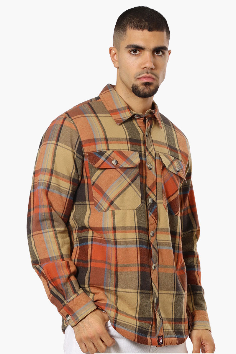 Canada Weahter Gear Plaid Sherpa Lined Shacket - Beige - Mens Lightweight Jackets - International Clothiers