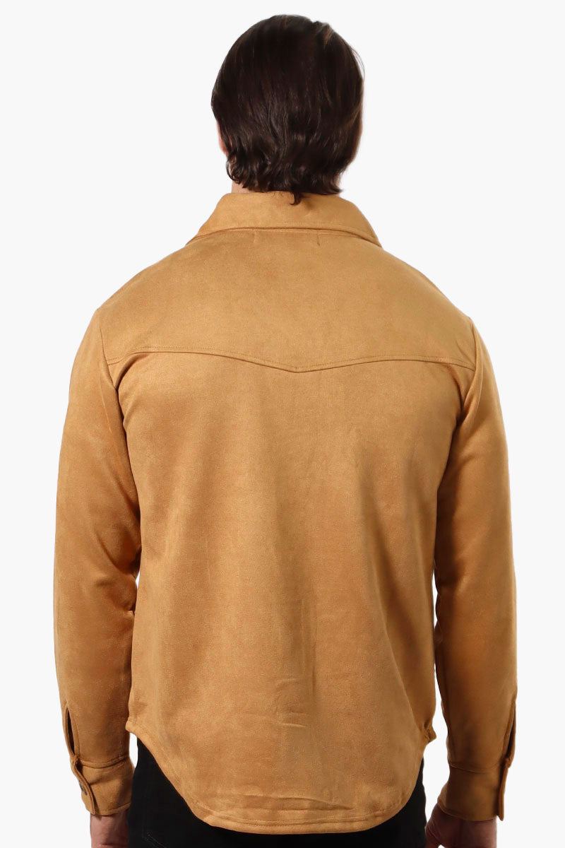 Urbanology Button Up Suede Lightweight Jacket - Caramel - Mens Lightweight Jackets - International Clothiers