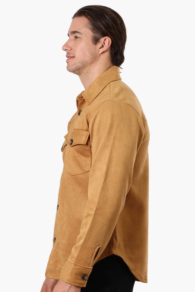 Urbanology Button Up Suede Lightweight Jacket - Caramel - Mens Lightweight Jackets - International Clothiers