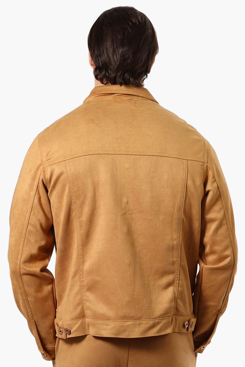 Urbanology Button Up Suede Trucker Lightweight Jacket - Caramel - Mens Lightweight Jackets - International Clothiers