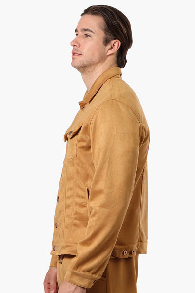 Urbanology Button Up Suede Trucker Lightweight Jacket - Caramel - Mens Lightweight Jackets - International Clothiers