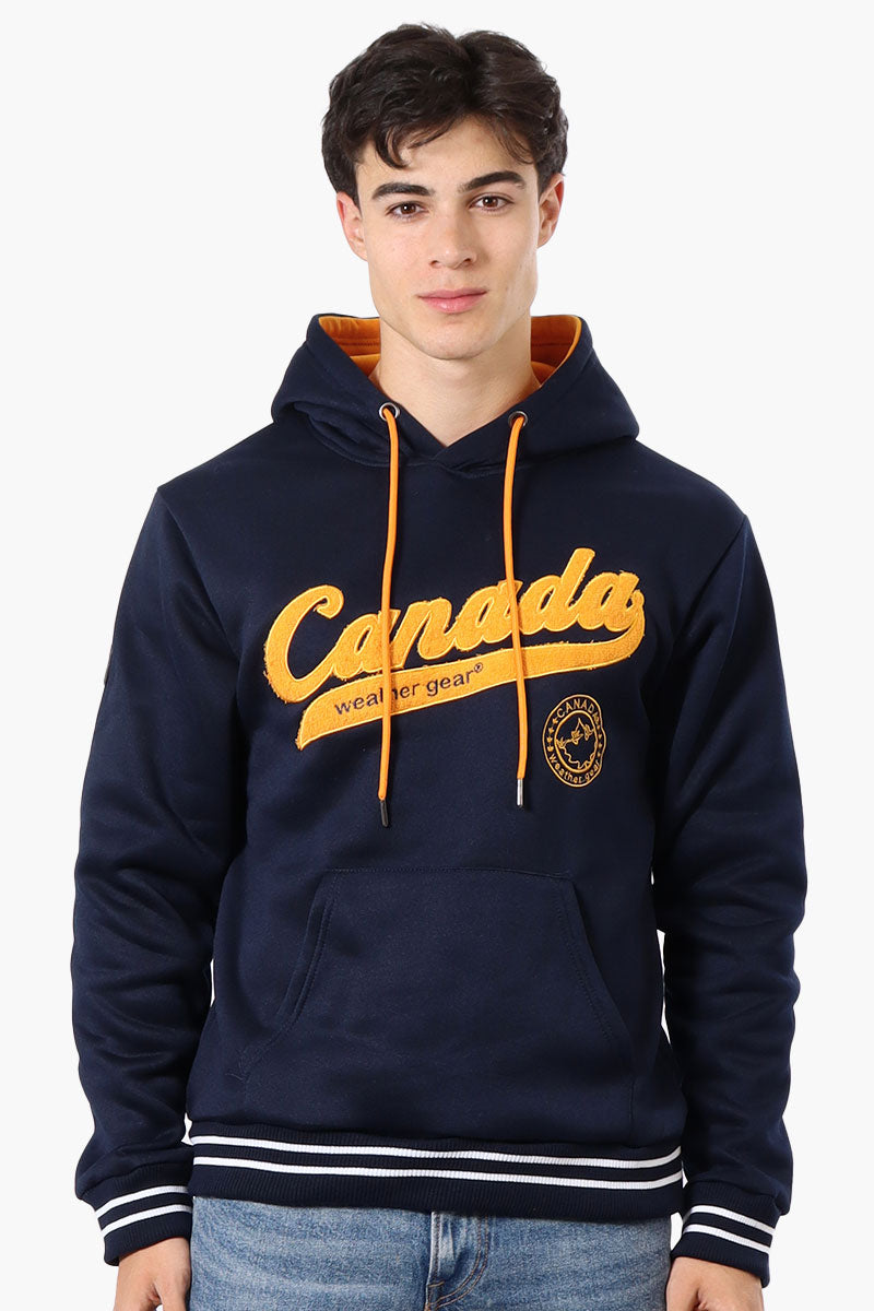 Canada Weather Gear Striped Cuff Hoodie - Navy - Mens Hoodies & Sweatshirts - International Clothiers