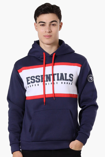 Essentials Super Triple Goose Striped Logo Hoodie - Navy - Mens Hoodies & Sweatshirts - International Clothiers