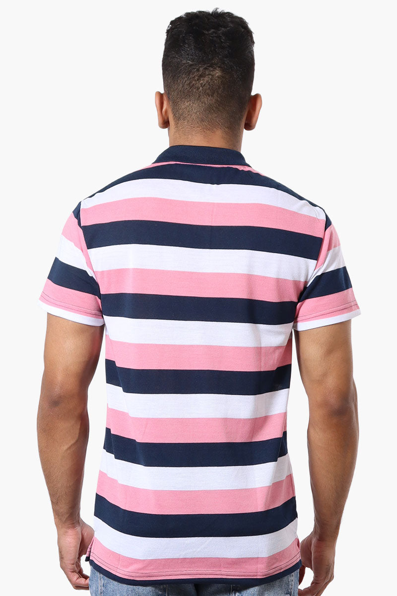 Vroom & Dreesman Striped Button Up Polo Shirt - Pink - Mens Polo Shirts - International Clothiers