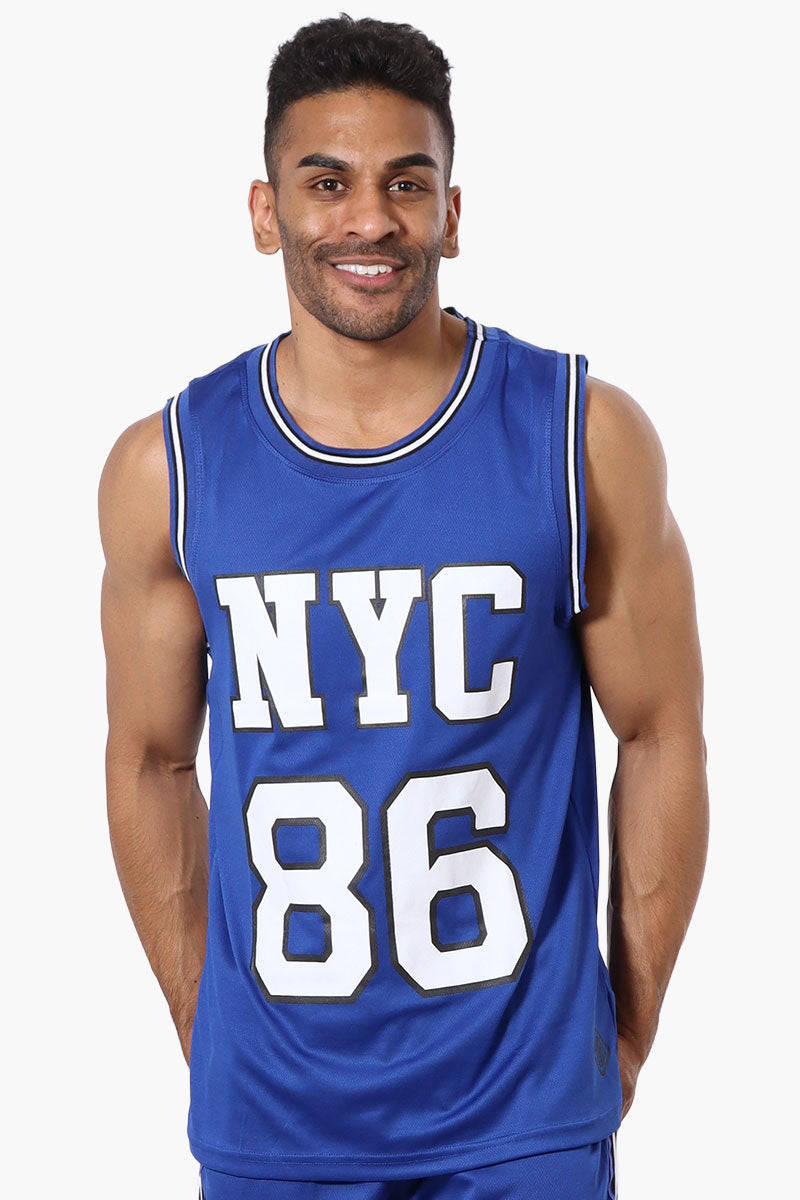 Mecca NYC Print Mesh Muscle Tee - Blue - Mens Tees & Tank Tops - International Clothiers