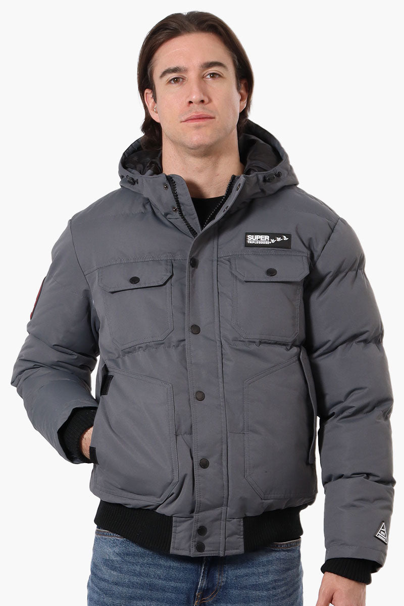 Super Triple Goose 4 Pocket Bomber Jacket - Grey - Mens Bomber Jackets - International Clothiers