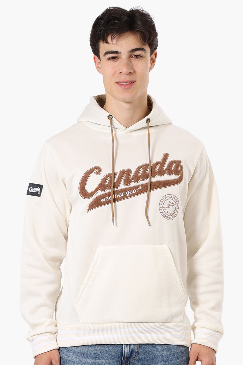 Canada Weather Gear Striped Cuff Hoodie - White - Mens Hoodies & Sweatshirts - International Clothiers