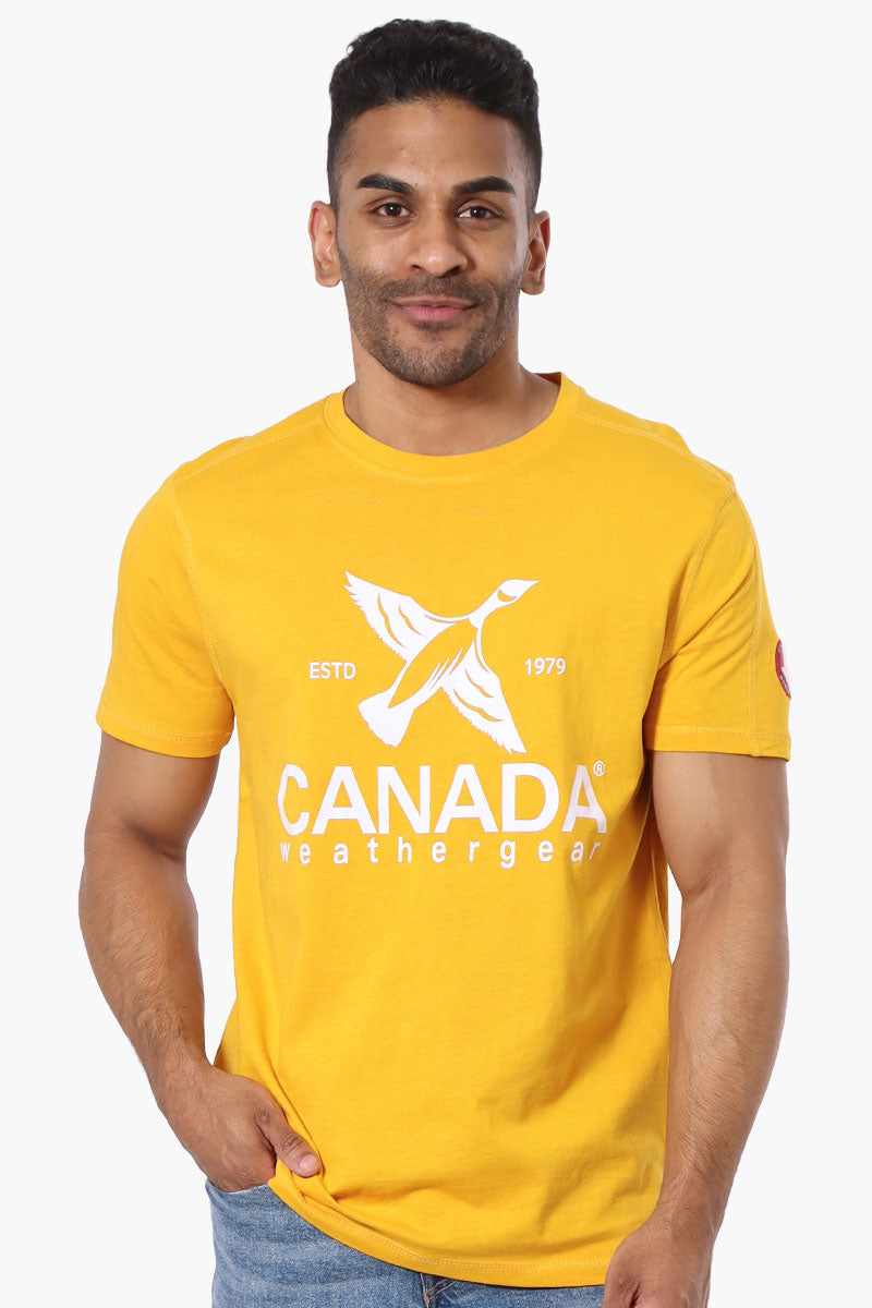 Canada Weather Gear Chest Logo Print Tee - Yellow - Mens Tees & Tank Tops - International Clothiers