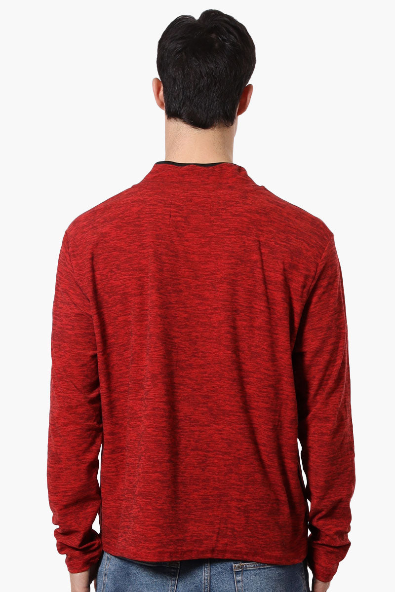 Canada Weather Gear Basic 1/4 Zip Long Sleeve Top - Red - Mens Long Sleeve Tops - International Clothiers