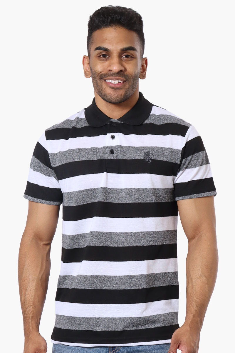 Vroom & Dreesman Striped Button Up Polo Shirt - Black - Mens Polo Shirts - International Clothiers