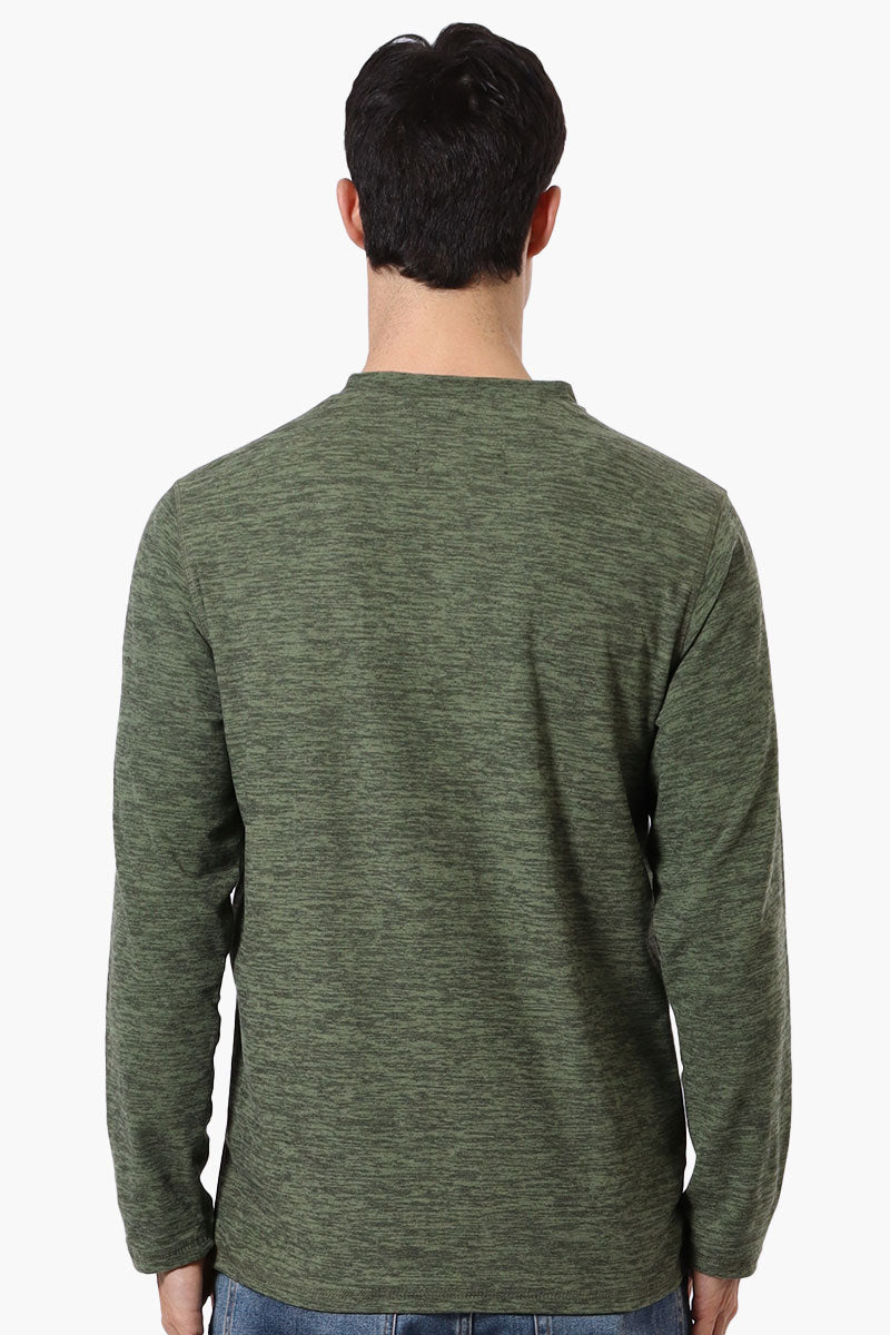 Canada Weather Gear Basic Henley Long Sleeve Top - Olive - Mens Long Sleeve Tops - International Clothiers