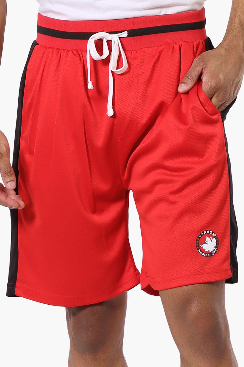 Canada Weather Gear Side Stripe Mesh Shorts - Red - Mens Shorts & Capris - International Clothiers